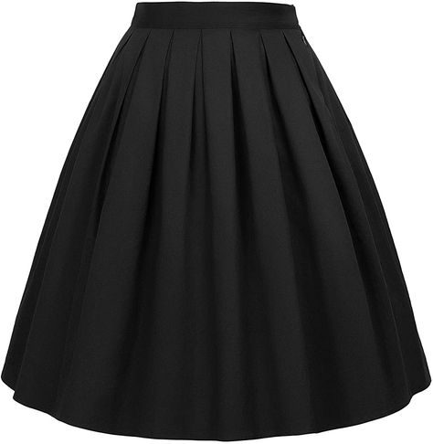 Women's Retro 50s Solid Style Swing Full Circle Skirt Pure Black M : Amazon.co.uk Midi Rock Outfit, Short Flared Skirt, Prom Skirt, Vintage Floral Skirt, Cocktail Skirts, Elastic Skirt, Business Skirt, Rock Outfit, Novelty Clothing