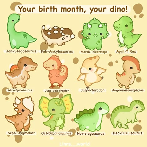 Chibi Dinosaur Drawing, How To Draw A Cute Dinosaur, Your Month Your Animal, Brontosaurus Art, Cute Dinosaur Drawings, Cute Dinosaur Doodle, Brachiosaurus Drawing, Cute Spinosaurus, Stegosaurus Drawing