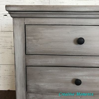 See how to achieve this grey rustic farmhouse look on furniture. This is my most asked for finished and pinned posts here on Pinterest #fusion #paintedfurniture #rusticfarmhouse #creativemoments1 Rustic Gray Furniture, Antique Grey Paint, Grey Milk Paint Furniture, Weathered Grey Stain Furniture, Gray Chalk Painted Furniture, Light Grey Dresser Makeover, Grey Washed Wood Furniture, Painted Gray Furniture, Gray Wash Dresser