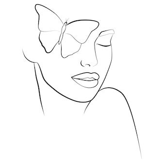 One Line Art Drawings Women, Draw Woman Face, Face Drawing Outline, Woman Outline Drawing, Modern Face Art, Abstract Art Faces, Abstract Face Illustration, Lady Line Art, One Line Drawing Face