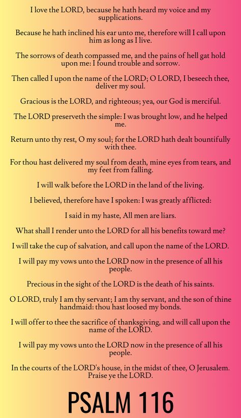 Psalm Scriptures, Psalms 23, Bible Psalms, Psalm 116, Hoodoo Spells, I Love The Lord, Study Scripture, Christian Bible Study, Verses Quotes