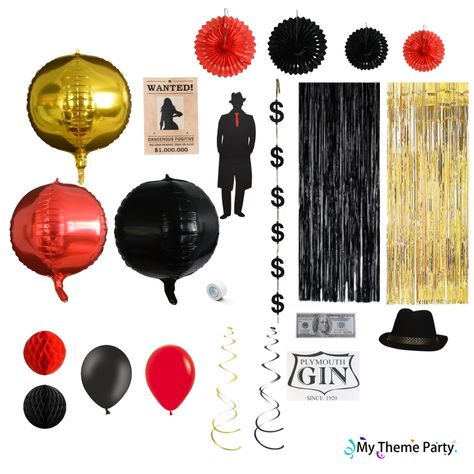 Maffia | Mythemeparty.nl Mafia Themed Birthday Party, Mafia Theme Party Decoration, Mafia Decorations Party Themes, Gangsta Party Theme, Mafia Birthday Theme, Mafia Party Decorations, Maffia Theme Party, 21st Theme Party Ideas, Maffia Party