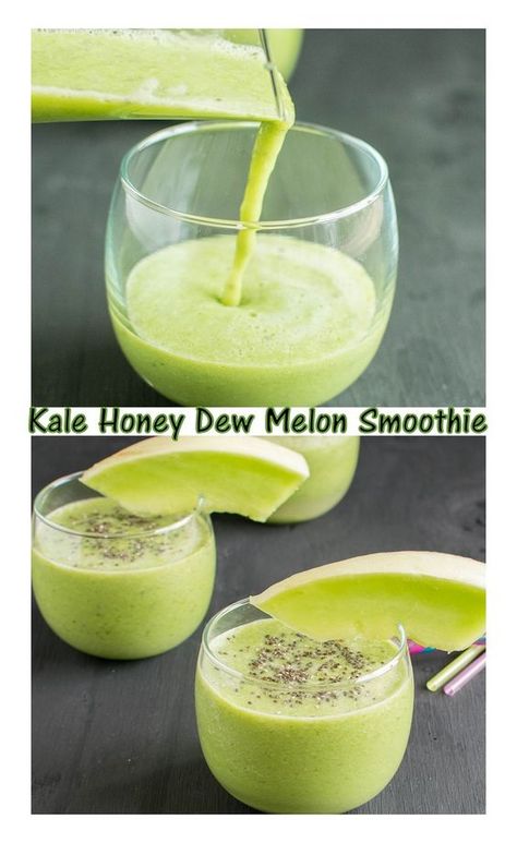 Honeydew Melon Smoothie, Honey Dew Melon, Honeydew Smoothie, Melon Smoothie, Freezer Smoothies, Mint Smoothie, Kiwi Smoothie, Kale Smoothie, Baby Kale