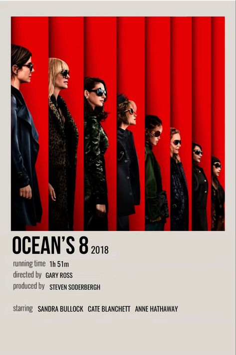 minimal polaroid movie poster for oceans 8 Ocean 8 Movie, Oceans Eight, Film Polaroid, Oceans 8, Iconic Movie Posters, Movie Card, Buku Harry Potter, Girly Movies, Film Posters Minimalist