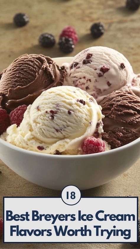 A bowl of Breyers ice cream featuring a creamy vanilla scoop, rich chocolate, and fruity flavors, highlighting the best ice cream options to try. Bryers Ice Cream, Breyers Ice Cream, Ice Cream Flavors, Decadent Chocolate, New Flavour, Treat Yourself, Sweet Tooth, Ice Cream, Snacks