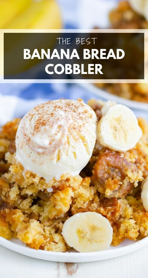 Banana Cobbler, Banana Desserts, Heart Baking, Banana Dessert Recipes, Sweet Foods, Banana Dessert, Cobbler Recipe, Best Banana Bread, Special Desserts