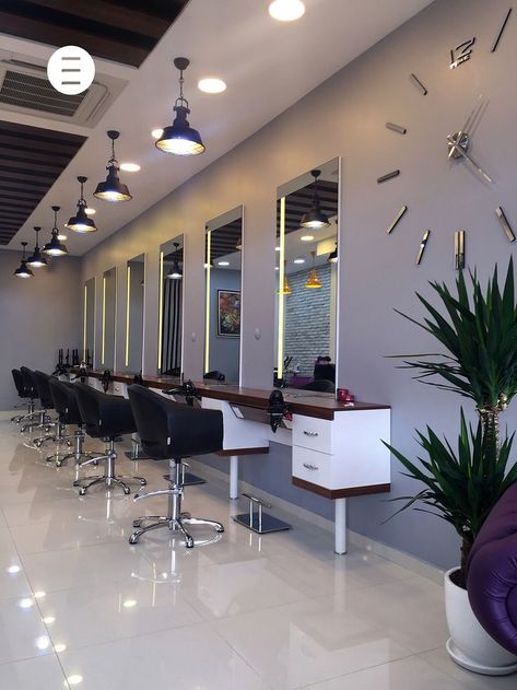 Barbing Salon Design In Nigeria, Beauty Parlour Interior Design, Barbershop Design Interior, Parlour Design, Saloon Decor, Interior Design India, Salon Interior Design Ideas, Hair Salon Interior Design, Interior Design Color Schemes