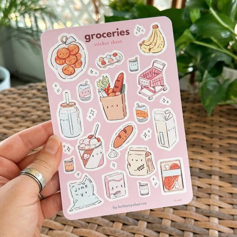 brittanyobarrco - Etsy Canada Planner Sticker Ideas, Sticker Sheet Ideas, Sticker Sheets Aesthetic, Grocery Stickers, Farmers Market Stickers, Cute Sticker Sheets, Cookies Sticker, Stickers Food, Food Planner