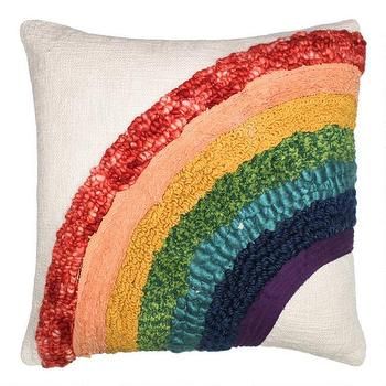 Yarn Couching, Rainbow Room Decor, Ivory Throw Pillows, Ivory Pillow, Rainbow Pillow, Stylish Throw Pillows, Rainbow Room, Garden Pillows, Cost Plus World Market