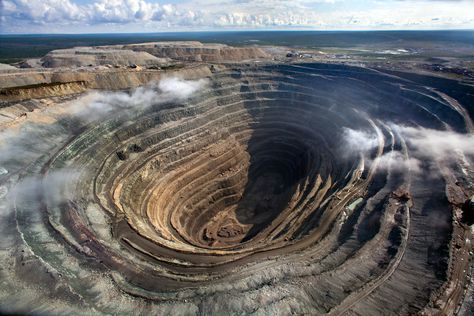 Diamond Mine, Open Pit, Russian Roulette, Russia Travel, Diamond Mines, Weird And Wonderful, Aerial View, National Geographic, Travel Blog