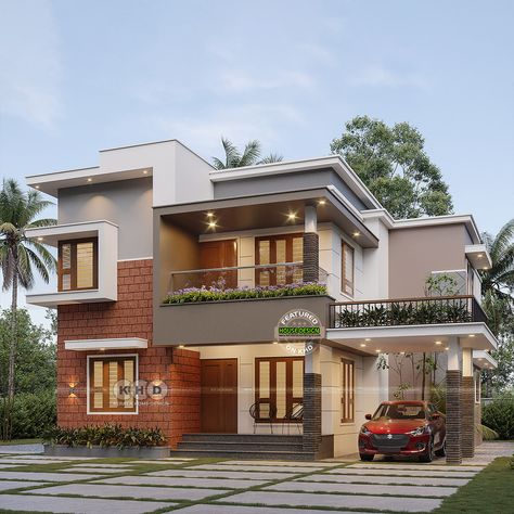 Simplicity and Laterite Stone Laterite Stone, Design For Small House, 3d Front Elevation, Small House Design Kerala, Stone House Plans, Kerala Traditional House, Indian House Exterior Design, Kerala Home Design, Front Elevation Design