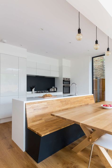 Open Kitchen And Living Room, Kitchen Island Bench, House Beautiful Magazine, London Kitchen, House Extension Design, Rear Extension, Kitchen Island With Seating, Bright Kitchens, Island With Seating