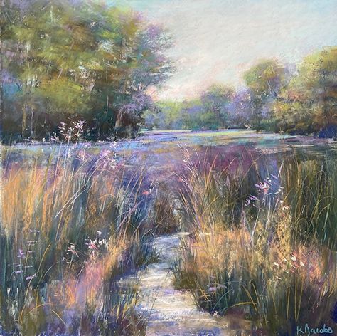 Kellie Jacobs Fine Art Soft Pastels Paintings, Salt Painting, Modern Art Canvas Painting, Canvas Art Painting Acrylic, Soft Pastel Art, Pastel Sec, Flower Painting Canvas, Pastel Landscape, Landscape Art Painting