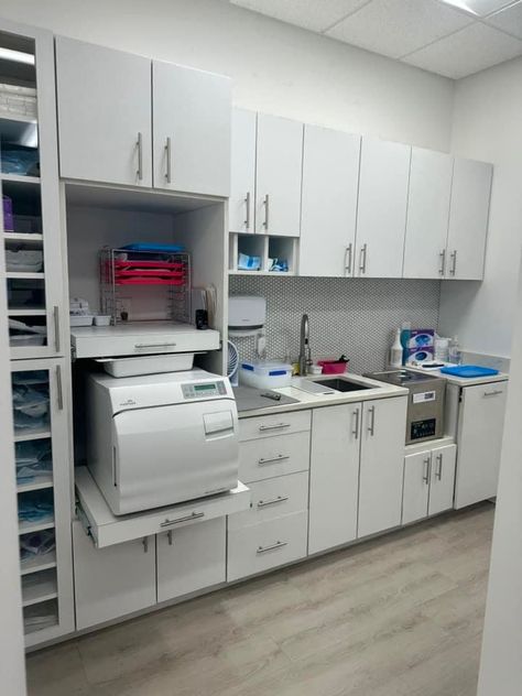 Dental Room Organization, Dental Sterilization Area, Dental Operatory Design, Dental Supply Organization, Sterilization Room, Pediatric Dental Office Design, Dental Sterilization, Orthodontic Office Design, Hospital Floor Plan