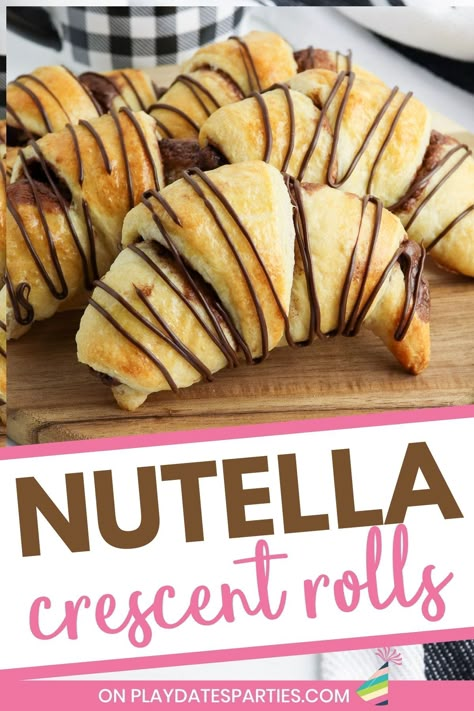 Frozen Casserole Recipes, Nutella Crescent Rolls, Filled Crescent Rolls, Crescent Roll Recipes Dessert, Crescent Roll Dessert, Tea Party Desserts, Croissant Recipe, Pumpkin Pie Bars, Homemade Nutella