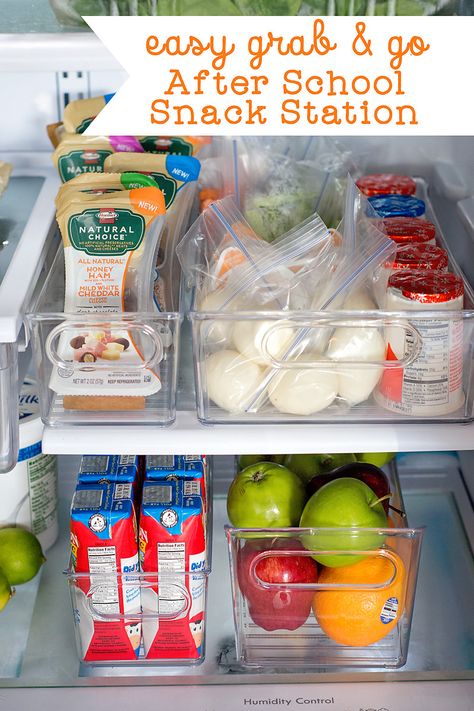 Easy after school snack ideas: How to Make a Grab and Go Snack Station After School Snack Ideas, School Snack Ideas, Snack Station, Healthy Afternoon Snacks, Snack Organizer, After School Snack, Snack Prep, Healthy School, School Snack