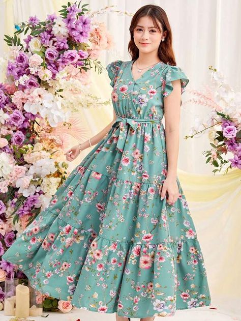 Teen Girls Dresses | Fashion Teen Girls Dresses | SHEIN USA New Dress Designs 2024 Latest, Floral Long Frocks, Long Frocks For Girls, Frock Designs For Girl, Aliexpress Dresses, Long Frock Designs, Teen Dress