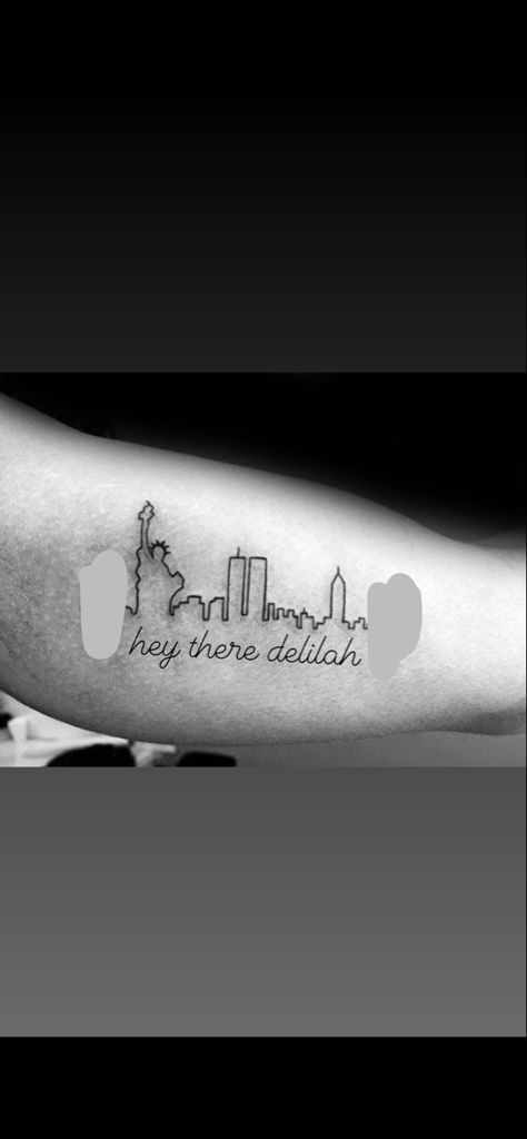 Audiobook Tattoo Ideas, Book Tok Tattoo Ideas, Book Tok Tattoos, Hey There Delilah Tattoo, Delilah Tattoo, Effie’s Tower Tattoo, Hey There Delilah, Coffeehouse, Hey There