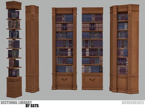 strange storyteller sims — strangestorytellersims: SECTIONAL LIBRARY by... Steampunk Furniture, The Sims 4 Packs, Sims 4 Expansions, Sims 4 House Design, The Sims 4 Download, Sims Four, Sims 4 Cc Furniture, Sims 4 Cc Packs, Sims 4 Collections