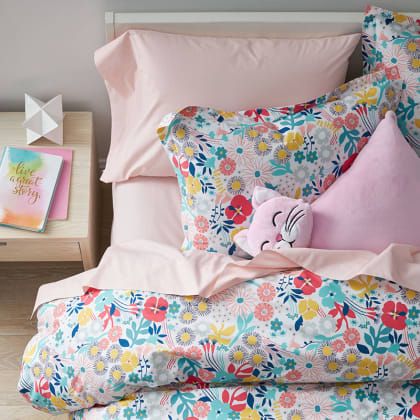 Fleece Pillow, Kids Duvet, Twin Comforter Sets, Kids Duvet Cover, Full Duvet Cover, Home Body, The Company Store, Bold Floral Print, New Bed