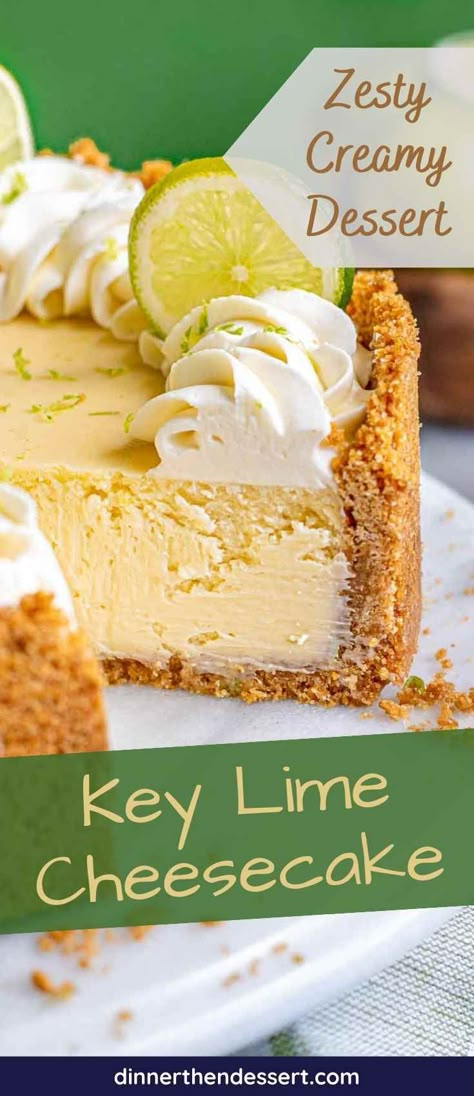 Key Lime Cheesecake Recipe, Key Lime Pie Cheesecake, Key Lime Cheesecake, Lime Cheesecake, Dessert Simple, Cheesecake Desserts, Lime Pie, Key Lime Pie, Köstliche Desserts