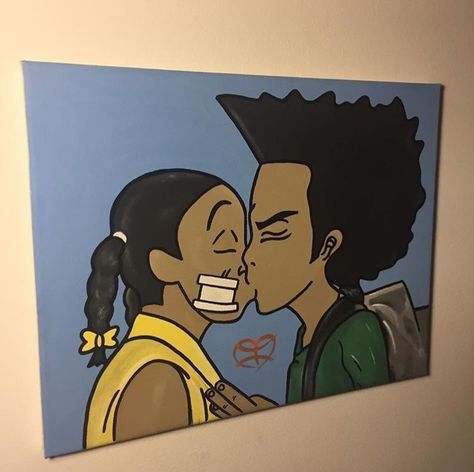 Penny Proud Painting Canvas, Penny Proud Painting, Black Couple Painting Ideas Cartoon, Painting Ideas On Canvas Boondocks, Proud Family Paintings, Boondocks Painting Canvas Easy, Cartoon Character Paintings On Canvas, Boondocks Painting, Love And Basketball Cartoon Painting