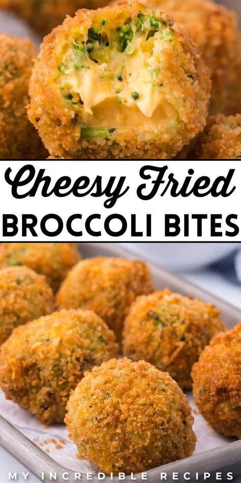 These cheesy fried broccoli bites are a simple and delicious side dish or appetizer that's oozing with cheesy goodness. These delectable bites combine the comfort of cheesy flavors with the wholesome goodness of vegetables, making them a wonderful addition to any holiday lunch or dinner spread. Crispy on the outside and tender on the inside, they're sure to become a family favorite in no time. Try these today. Broccoli Cheese Bites, Dinner Spread, Broccoli Bites, Holiday Lunch, Fried Broccoli, Best Appetizer Recipes, Cheese Bites, Incredible Recipes, Best Appetizers