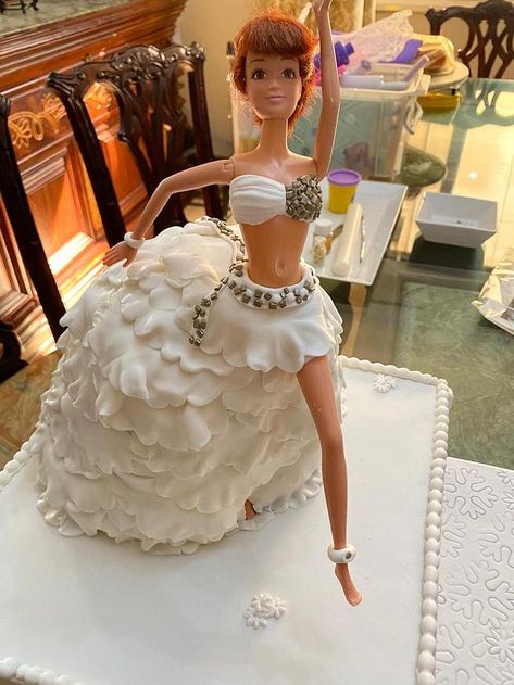 Barbie cake for bride by Heba Selim Belly Dancer Costume, Belly Dancer Costumes, Piping Flowers, Jungle Cake, Dancer Costume, Barbie Cake, Belly Dancer, Belly Dancers, Best Wedding Dresses