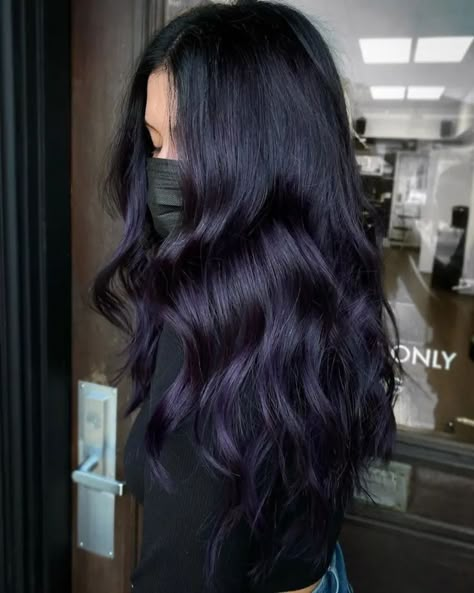 Purple Black Hair, Dark Purple Hair Color, Dark Purple Hair, Plum Hair, Violet Hair, Hair Color Purple, Hair Advice, Pretty Hair Color, Hair Dye Colors