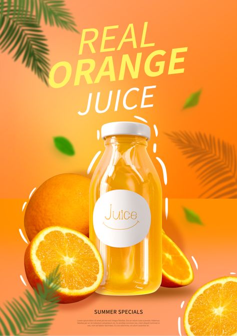 Juice Poster Design, Juice Advertisement, Summer Special Drinks, Orange Juice Drinks, Juice Ad, Product Poster, Drink Poster, Restaurant Poster, Orange Drinks