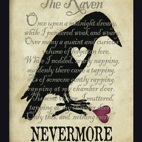 Poe Poetry, Edgar Allan Poe Art, The Raven Poem, Nevermore Raven, The Raven Nevermore, Raven Nevermore, Macabre Decor, Dark Wings, Edgar Allen Poe