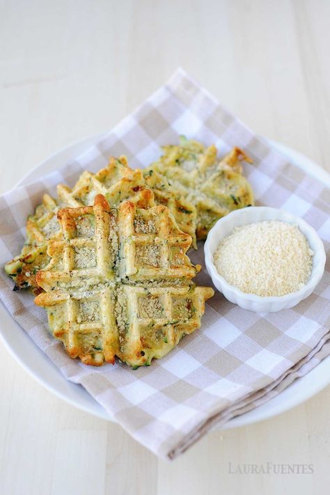 Easy Zucchini & Parmesan Savory Waffle Recipe | Laura Fuentes Parmesan Waffles, Zucchini Waffles, Savory Waffle Recipe, Zucchini Parmesan, Waffle Ingredients, Waffle Maker Recipes, Savory Waffles, Waffle Recipe, Parmesan Zucchini