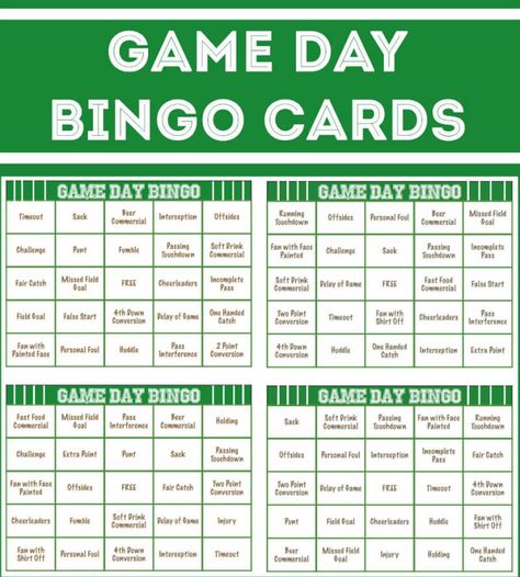 Free printable football bingo cards, perfect for playing a little Super Bowl bingo for your Super Bowl party games! Super Bowl Bingo Cards, Super Bowl Crafts, Football Bingo, Super Bowl Bingo, Superbowl Party Games, Superbowl Game, Super Bowl Football, Football Birthday Party, Super Bowl 50