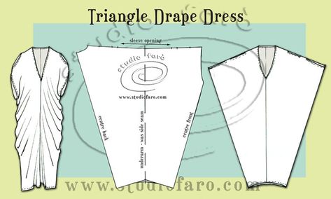 Studio Faro | Triangle Drape Dress Abaya Pattern, Triangle Dress, Kaftan Pattern, Knitting Blocking, Diy Sy, Cocoon Dress, Drape Dress, Make Your Own Clothes, Pattern Drafting