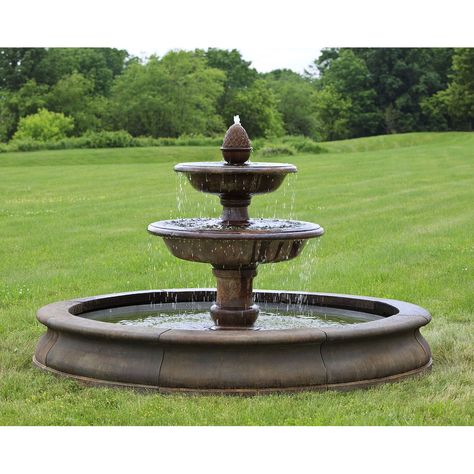 Kinsey Garden Decor Beaufort home or commercial Extra Large Water Fountain. Ideas for open grounds or driveway centerpiece outdoor decorating. Outdoor water feature Concrete Fountains, Campania International, Garden Water Fountains, Tiered Garden, Pond Fountains, Stone Concrete, Stone Fountains, Waterfall Fountain, Water Fountains Outdoor