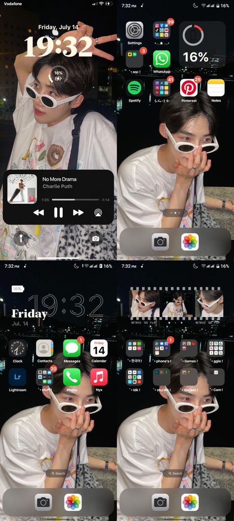 Kpop Iphone Layout Aesthetic, Kpop Homescreen Layout Dark, Homescreen Layout Ideas Iphone, Korean Phone Layout, Iphone Kpop Layout, Korean Homescreen, Kpop Homescreen Ideas, Iphone Home Screen Layout Organized, Kpop Iphone Layout