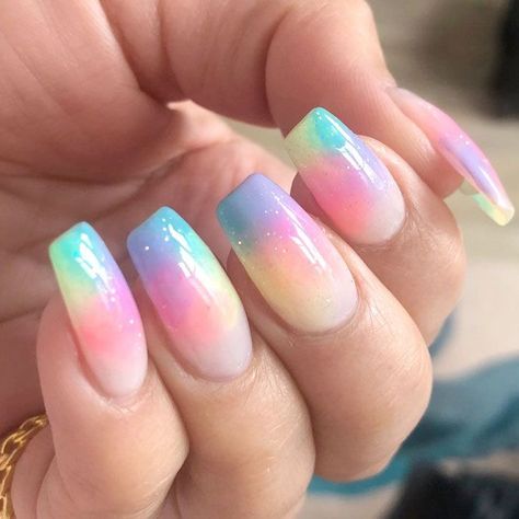 Easter Coffin Nails With Pastel Rainbow ❤️ We have covered the best Easter nails art in this article for your inspiration! ❤️  #naildesignsjournal #nails #naildesigns #easternails Easter Nail Art Designs, Unghie Sfumate, Easter Nail Designs, Easter Nail Art, Colorful Nail Art, Colorful Nail, Easter Nails, Rainbow Nails, Pastel Nails