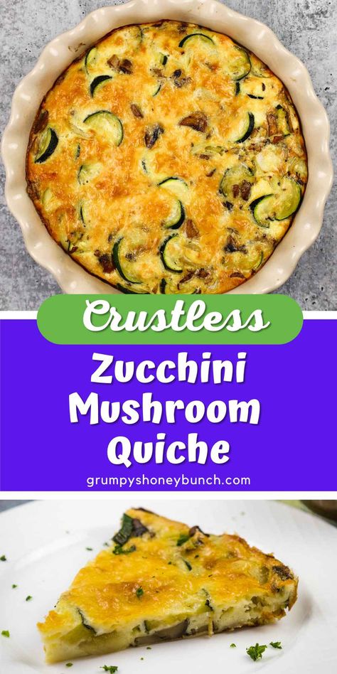 Crustless Quiche With Zucchini, Zucchini Quiche Recipes Crustless, Zucchini Mushroom Quiche, Zucchini Mushroom Carrot Recipes, Zucchini Mushroom Bake, Crustless Zucchini Quiche Recipes, Egg And Zucchini Recipes, Zucchini And Eggs Recipes, Mushroom And Zucchini Recipes