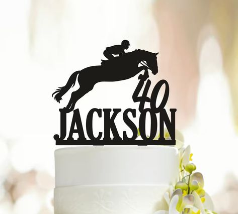 Men Horse Jump With Name Personalized Birthday Cake Topper, Horse Jumping Rider Personalized Birthday Cake Topper, Boy Cake Topper A250 - Etsy UK Personalized Birthday Cake, Fireman Cake, Halloween Wedding Cakes, Funny Cake Toppers, Dog Cake Topper Wedding, Silhouette Cake Topper, Wedding Chair Signs, Wedding Cake Toppers Unique, Unique Cake Toppers