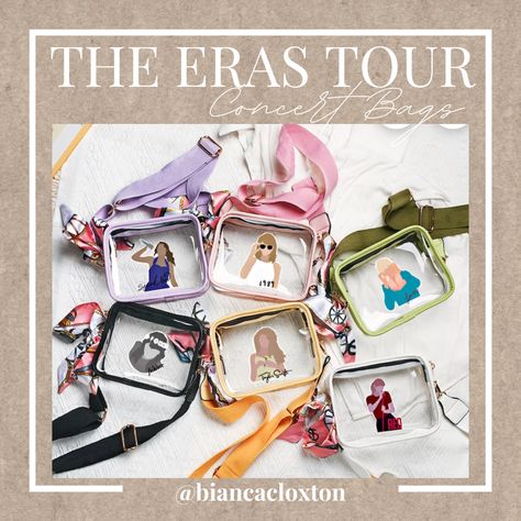 The eras tour, Taylor swift, concert purse, concert bag, stadium bag, clear purse, eras, concert outfit, lover, red, fearless, speak now, reputation, midnights Taylor Swift Loot Bag Ideas, Taylor Swift Goody Bag, Taylor Swift Party Bags, Taylor Swift Purse, Taylor Swift Goodie Bags, Eras Tour Stadium, Creative Outfit Ideas, Swift Party, Lovers Hands