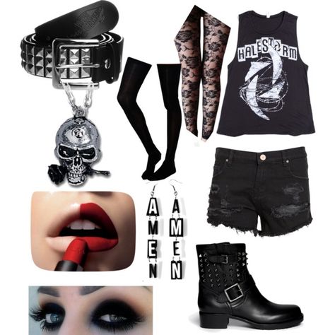 Concert outfit: Halestorm Halestorm Concert Outfit, Heavy Metal Concert Outfit, Metal Concert Outfit, Rock Clothes, Metal Concert, Fanfic Ideas, Alan Ashby, Mayday Parade Lyrics, The Amity Affliction