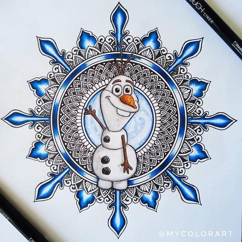 A Twist on a Traditional Mandala Drawing Christmas Mandala Art With Pen, Christmas Mandala Art Drawing, Christmas Mandala Drawing, Doodle Art Christmas, Christmas Mandala Art, Dhyan Chand, Olaf From Frozen, Traditional Mandala, Mandala Illustration