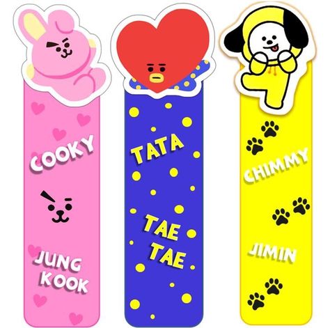 Tata Chimmy, Buku Diy, Bts School, Bts Diy, Bt21 Cooky, Diy Bts, Bts Cake, Handmade Bookmarks Diy, Penanda Buku