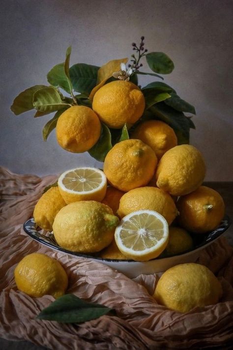 Lemon Art Paintings, Watercolour Lemon, Bowl Of Lemons, Fruit Bowl Display, Flowers Paintings, Fruits Drawing, Lemon Art, Still Life Fruit, Still Life Photos