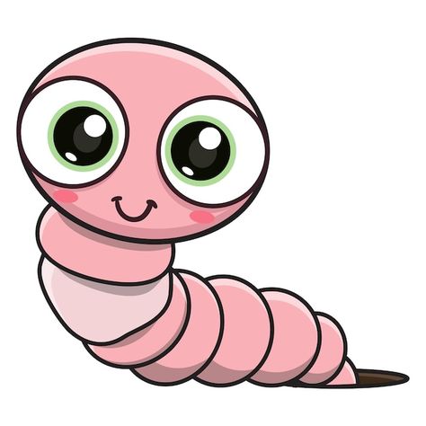 Vector vector illustration of cute worm ... | Premium Vector #Freepik #vector #worm #cartoon-art #funny-cartoon #caterpillar Worm Drawing Cute, Worm Painting, Worm Clipart, Worm Cartoon, Worm Illustration, Caterpillar Cartoon, Cartoon Caterpillar, Worm Drawing, Cartoon Picture