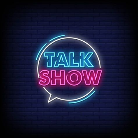 Talk show neon signs style text Premium ... | Premium Vector #Freepik #vector #frame #border #light #box Talkshow Logo Design, Signs Wallpaper, Logo Tv, Signs Design, Neon Signs Quotes, Events Management, Signs Quotes, Tv Talk Show, Logo Neon