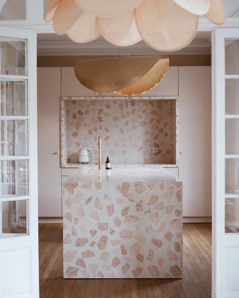 Terrazzo Kitchen, Pink Terrazzo, Chicago Interior Design, Custom Sinks, Terrazzo Tiles, Mesa Exterior, Custom Tiles, Pink Kitchen, Custom Made Furniture