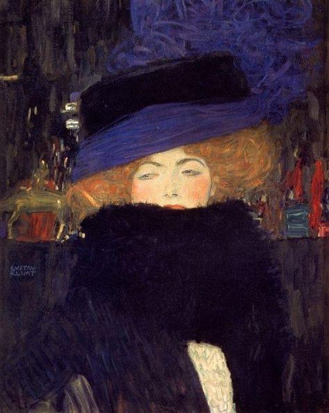 Gustav Klimt. Lady with Hat and Feather Boa. Art Photos, Gustav Klimt, Wall Collage, Photo Art, Collage, Hats, Wall, Art