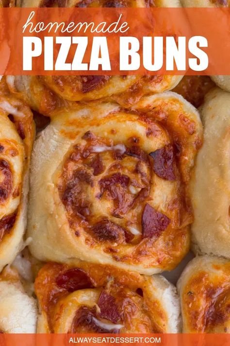 Roll Up Pizza, Pizza Buns Recipe, Pizza Buns, Homemade Pizza Rolls, Pizza Roll Recipe, Pizza Roll Up, Baking Buns, Best Homemade Pizza, Buns Recipe