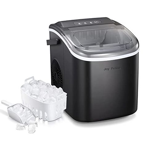 Ice Maker Countertop with Handle,9 Cubes Ready in 6 Mins,26Lbs/24H, Self-Cleaning Portable Ice Machine with Basket and Scoop, for Home/Kitchen/Camping/RV Pebble Ice Maker, Pebble Ice, How To Make Ice Coffee, Ice Maker Machine, Ice Storage, Portable Ice Maker, Ice Scoop, Stainless Steel Countertops, Camping Rv